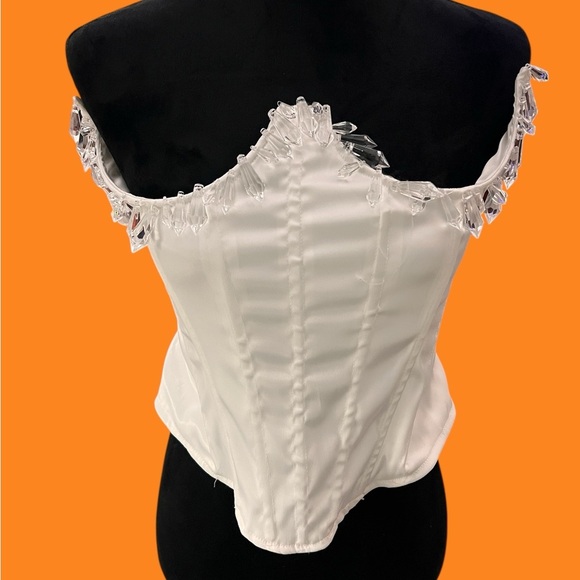 AKIRA White Satin Corset Top - Picture 1 of 4